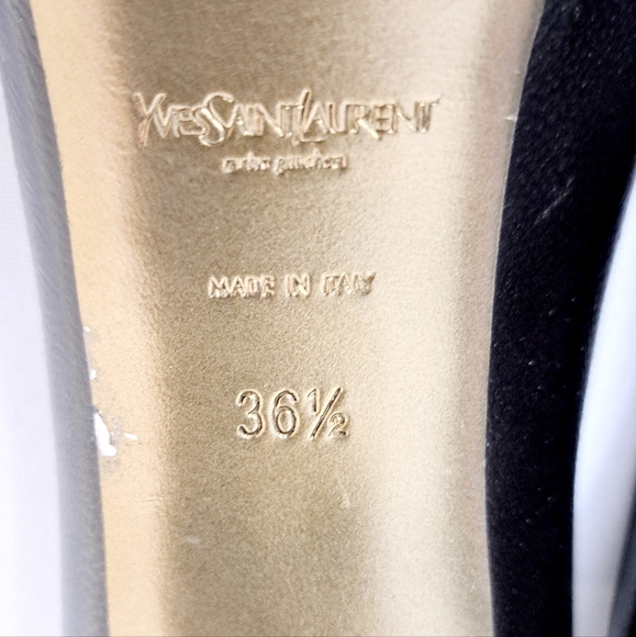 YSL Tribtoo Black Leather Platform Round Toe Stiletto Pumps 6.5 - Picture 9 of 17